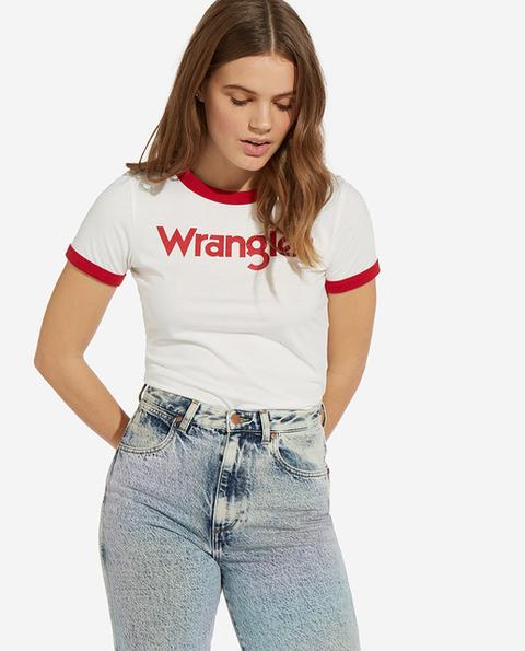 Wrangler - Camiseta De Mujer De Corta En Blanco from El Ingles on 21 Buttons
