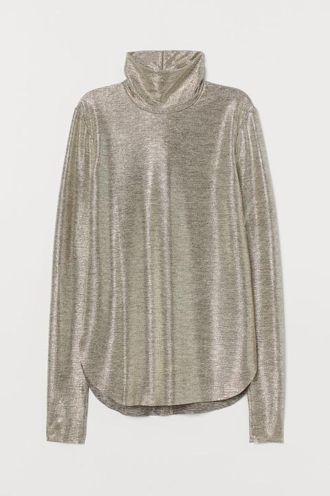 H & M - Maglia Coating Metallizzato - Argento