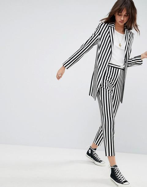 Pantalones Slim A Rayas Monocromáticas De Asos