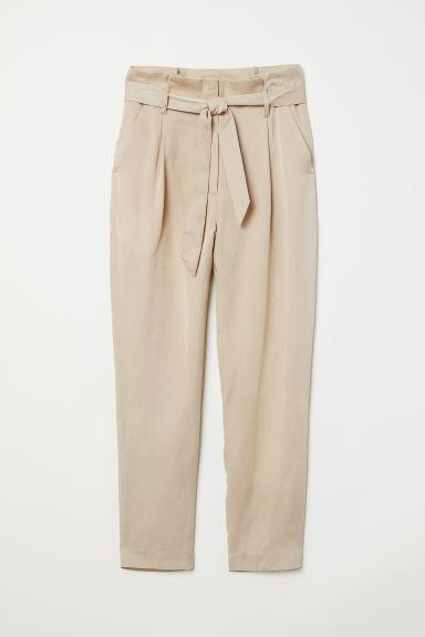 H & M - Paper Bag Trousers - Beige