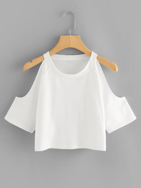 Open Shoulder Crop Tee