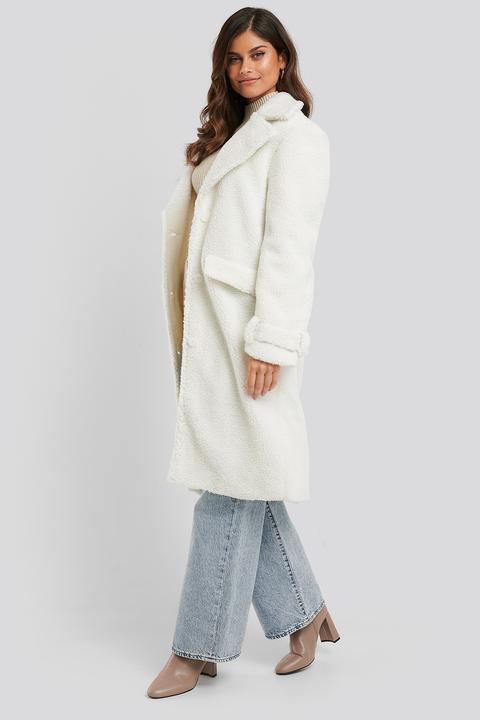 Na-kd Teddy Long Coat - White