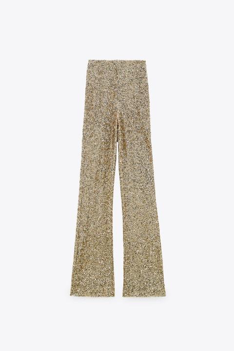 Limited Edition Flared Sequinned Leggings from Zara on 21 Buttons