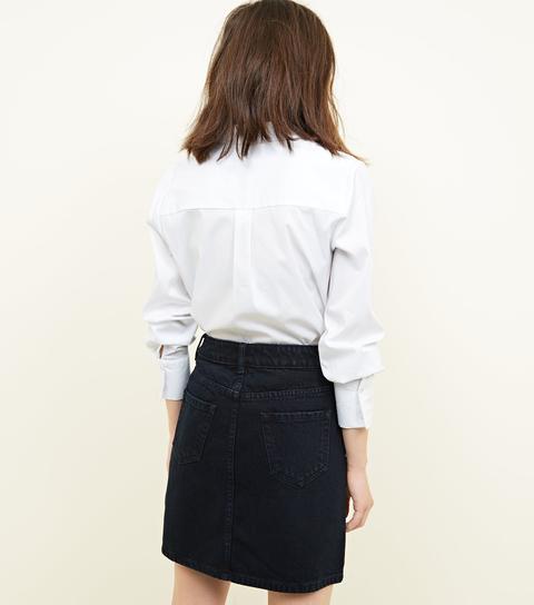 Navy Denim Mini Skirt New Look