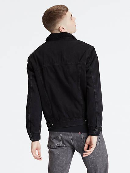 patched sherpa trucker jacket