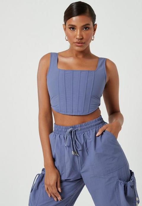 Blue Co Ord Corset Crop Top, Blue