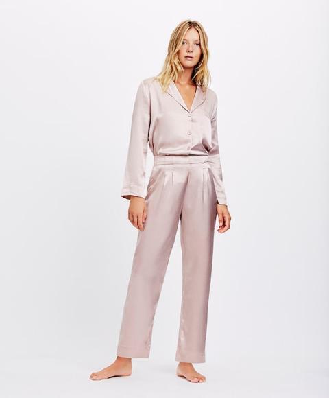 Pantalón Satinado Malva Color: Malva Talla: Xs Material: Viscosa,