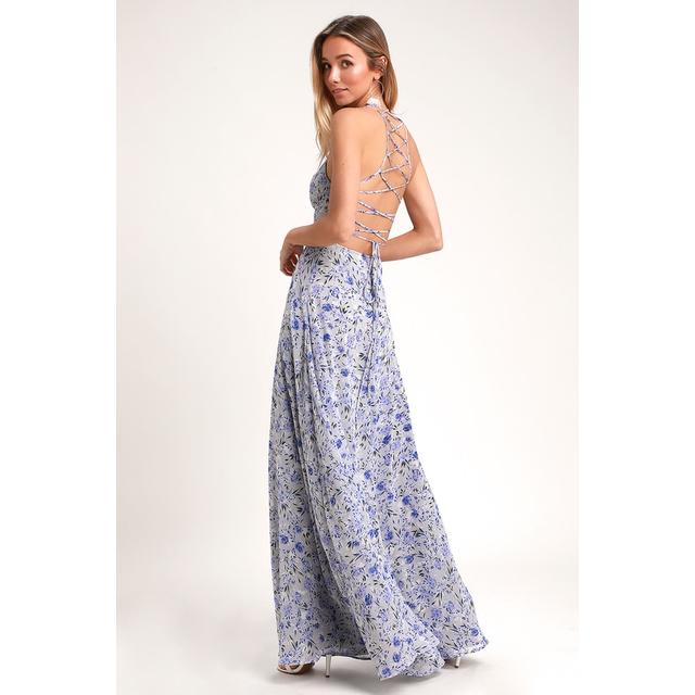 lulus blue floral maxi dress