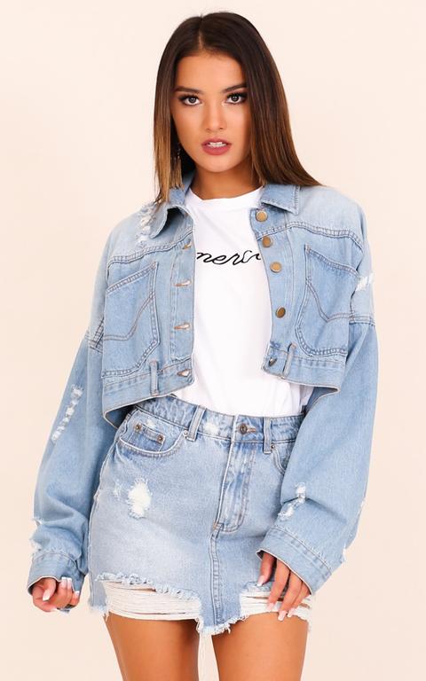 Living On The Edge Denim Jacket In Light Wash