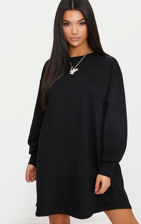 Black Oversized Sweater Dress, Black