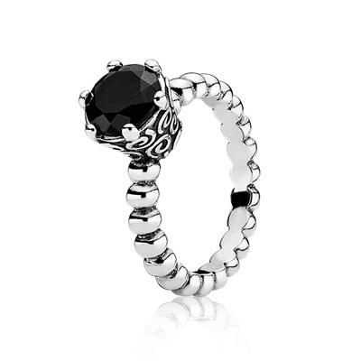 Silver Ring, Black Spinel