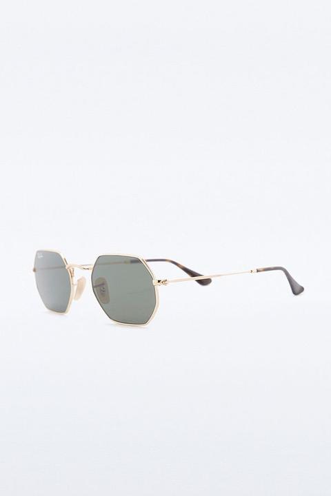 Ray-ban Boxed Round Gold And Green Sunglasses