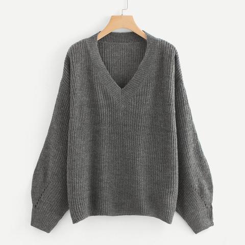 Jersey De Punto Con Cuello De Pico