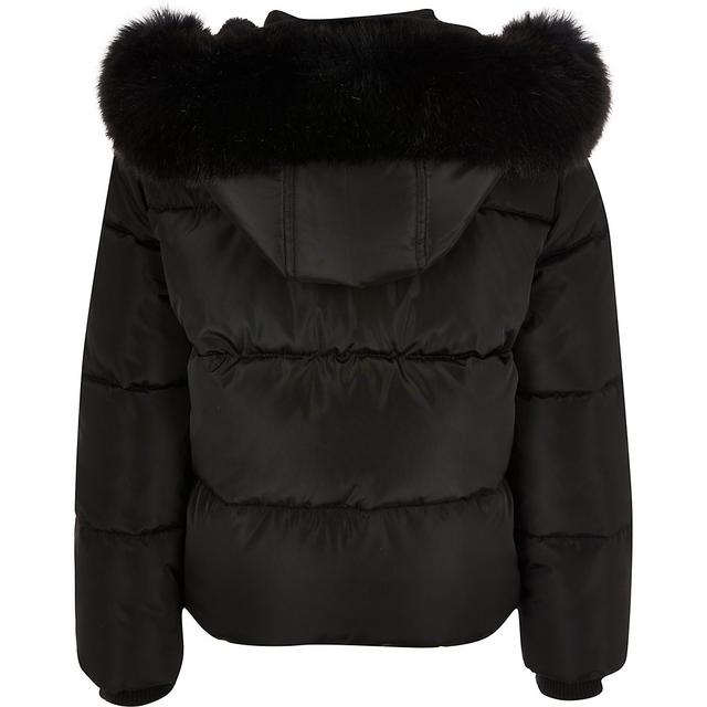 black faux fur hooded coat