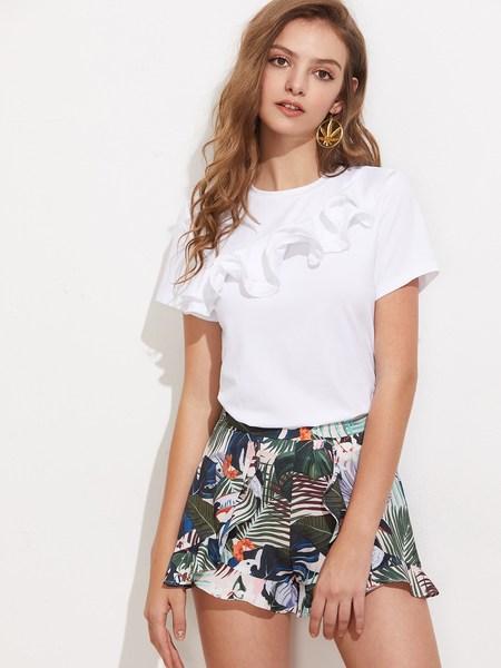 T-shirt Con Bordi A Volant