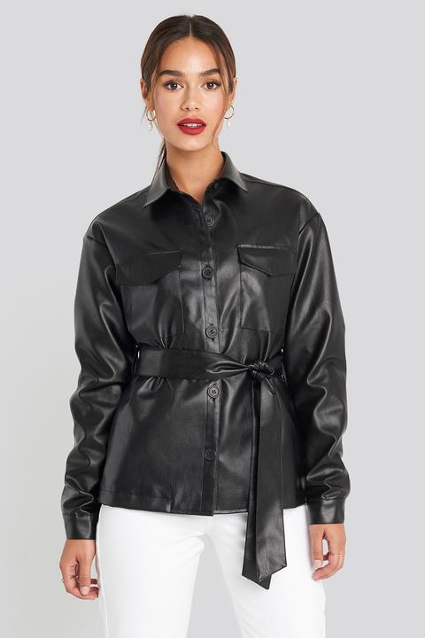 Pu Belted Jacket Noir