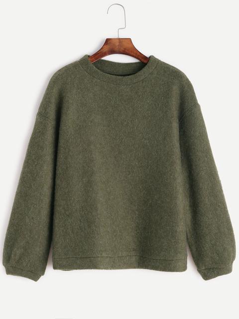 Sudadera Con Hombro Caído Verde Militar