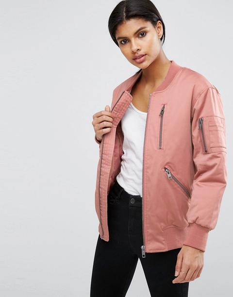 Asos - Bomber Con Zip - Rosa