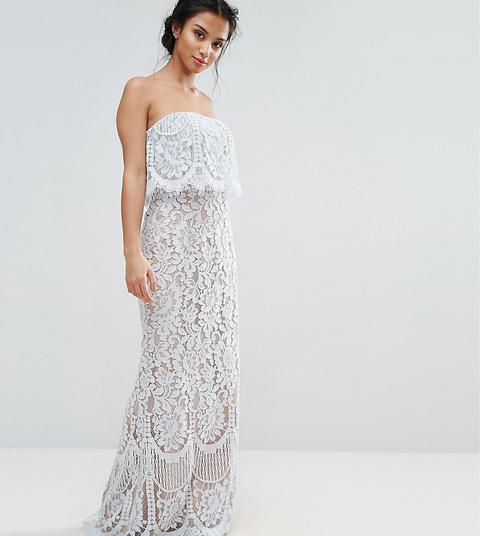 Vestido Largo Palabra De Honor De Encaje De Jarlo Petite
