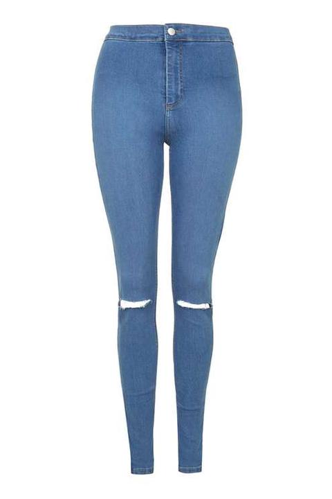 Moto Mid Blue Ripped Joni Jeans