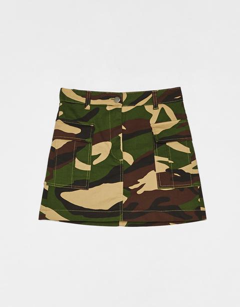 Falda De Camuflaje Con Bolsillos