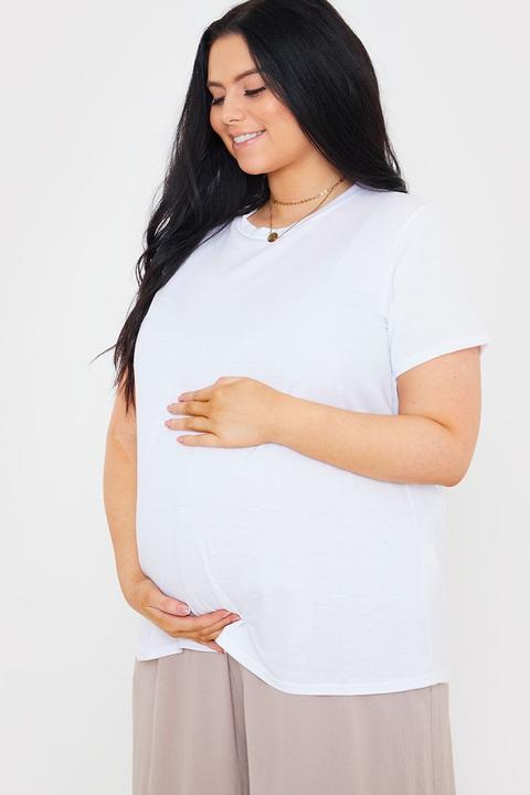 White T-shirts - Brooke Vincent Maternity White T-shirt