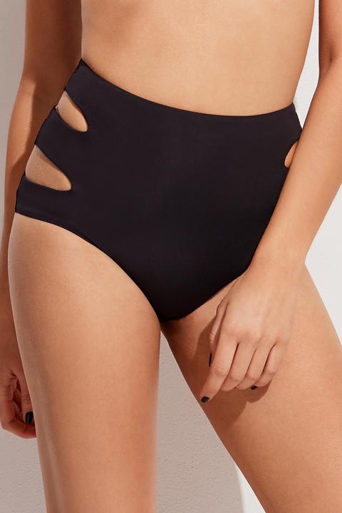 Bikini Slip Tiro Alto Cut-out Lateral Liso