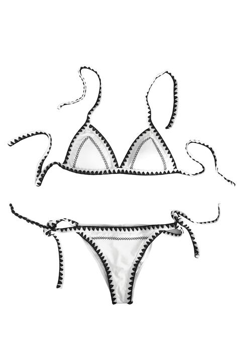 Bikini Triangolo Ricamo Conchiglia Bianco