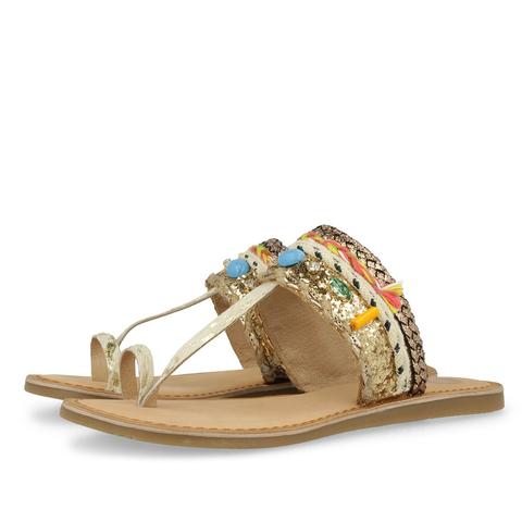 Sandalias De Mujer En Piel Dorada Bela