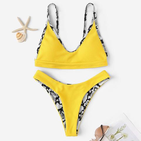 Set Bikini Taglio Alto A Contrasto