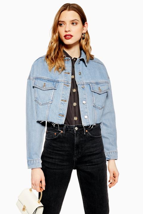 Womens Hacked Blue Denim Jacket - Mid Stone, Mid Stone