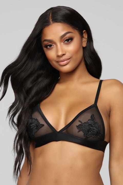 Feeling The Heat Mesh Bralette - Black