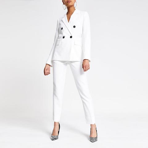 White Double-breasted Boyfriend Blazer