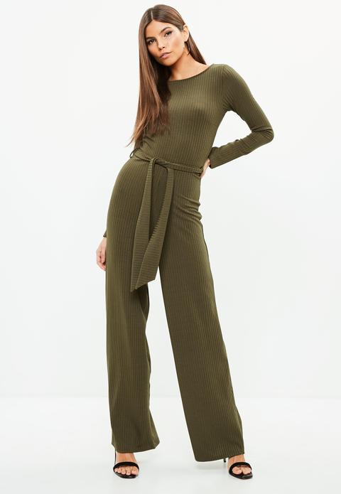 Khaki Long Sleeve Jumpsuit