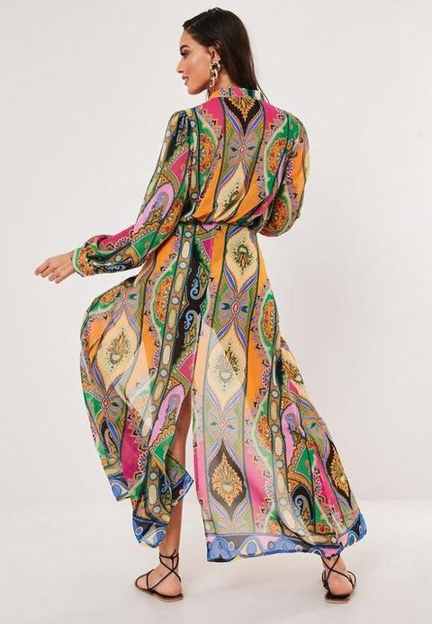 Under wraps pink paisley cheap print chiffon maxi dress