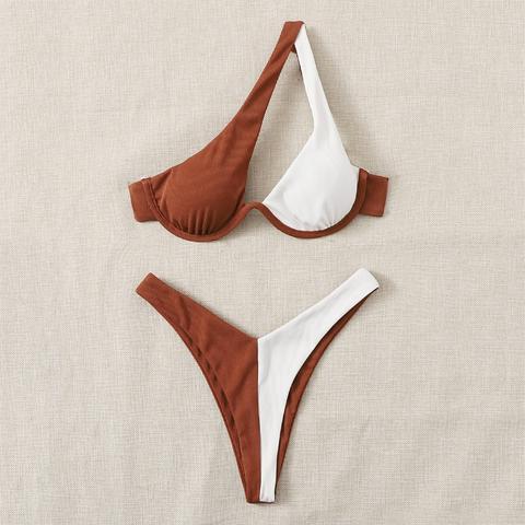 Two Tone Rib Underwire Bikini Swimsuit