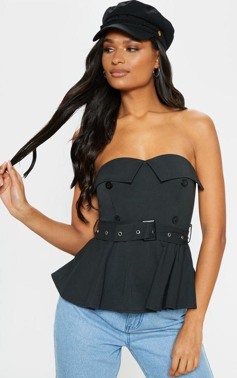 black bardot peplum top