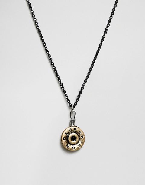 Icon Brand - Collana Nero Opaco Con Ciondolo A Proiettile - Nero