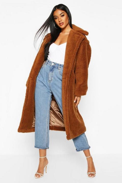 Manteau Oversize En Fausse Fourrure Polaire - Marron Chocolat - 36, Marron Chocolat