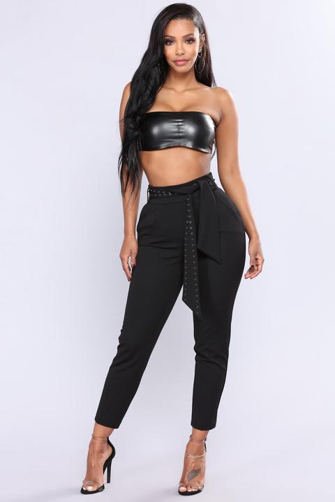 Tatianna Waist Tie Pants - Black