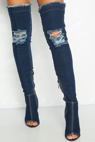 Megan Mckenna Dark Denim Over The Knee Boots