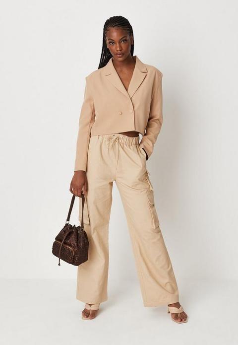 Sand Wide Leg Cargo Trousers, Camel