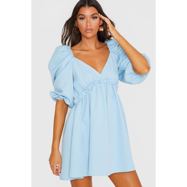 Blue Dresses - Lorna Luxe 'practically Perfect' Porcelain Blue Frill Detail  Dress from In The Style on 21 Buttons