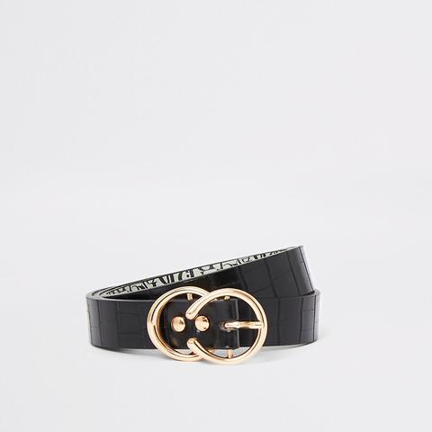 Black Croc Double Ring Buckle Belt