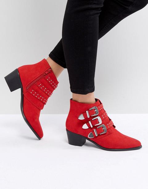 Miss Selfridge - Stivaletti Stile Western - Rosso