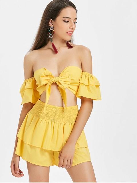 Juego De Shorts Y Top Delanteros Con Tirantes Ajustados