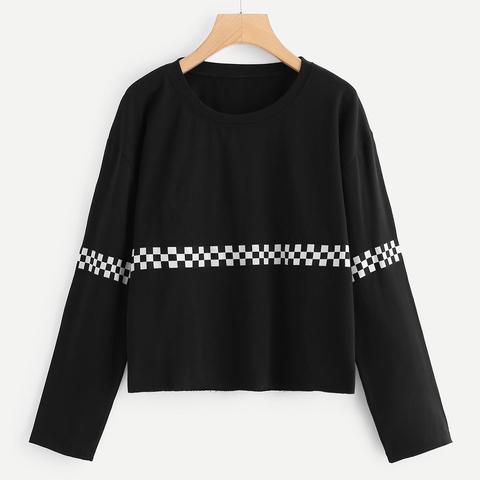 Sudadera De Cuadros En Contraste-grande