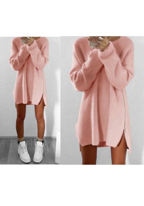 Legging Pianura Cerniera Irregolare Casuale Maglione Di Grandi Dimensioni Con Rosa