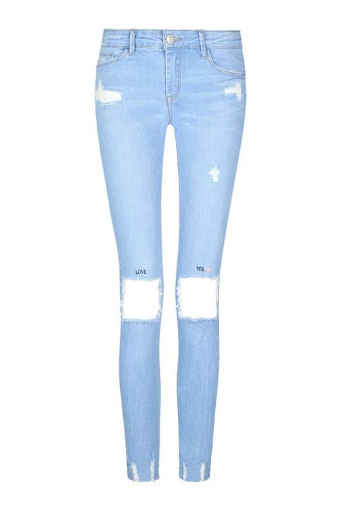 Jeans Skinny Destroyed Blu Chiaro