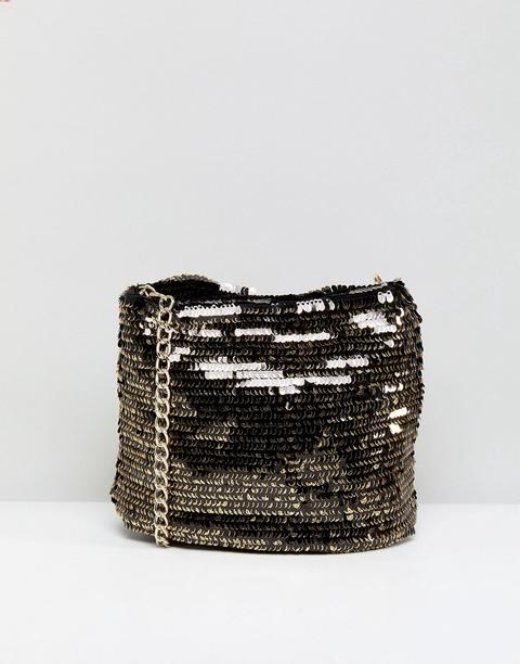 Bolso Bombonera Con Cadena Y Lentejuelas De Disco De New Look